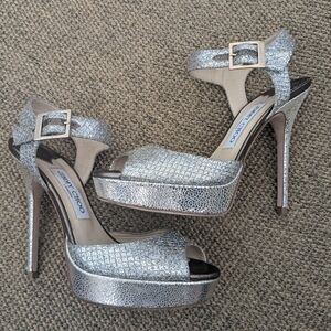 Jimmy Choo Silver Platform Heels
